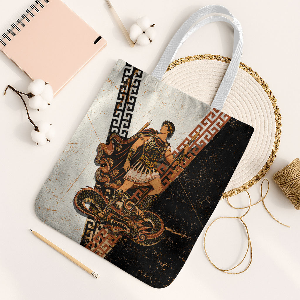 Cadmus Greek Mythology Dragon Slayer Tote Bag Spartan Warrior Epic Battle Vintage Grunge