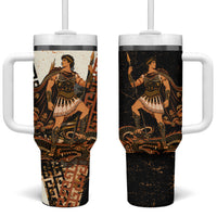Cadmus Greek Mythology Dragon Slayer Tumbler With Handle Spartan Warrior Epic Battle Vintage Grunge