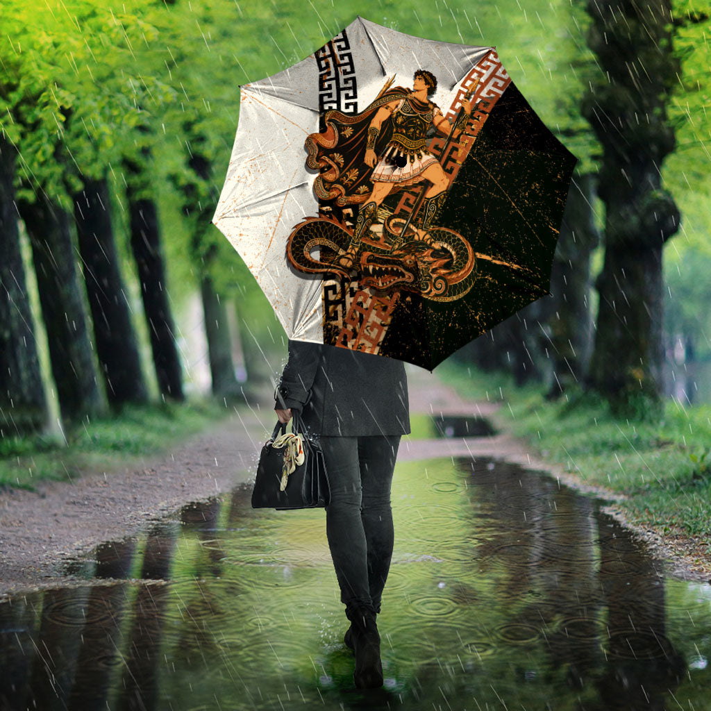 Cadmus Greek Mythology Dragon Slayer Umbrella Spartan Warrior Epic Battle Vintage Grunge