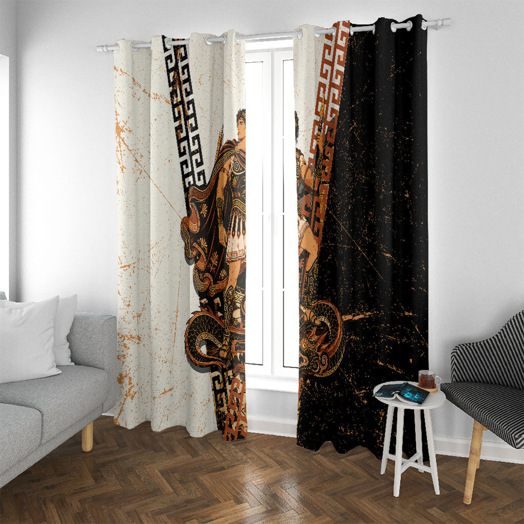 Cadmus Greek Mythology Dragon Slayer Window Curtain Spartan Warrior Epic Battle Vintage Grunge