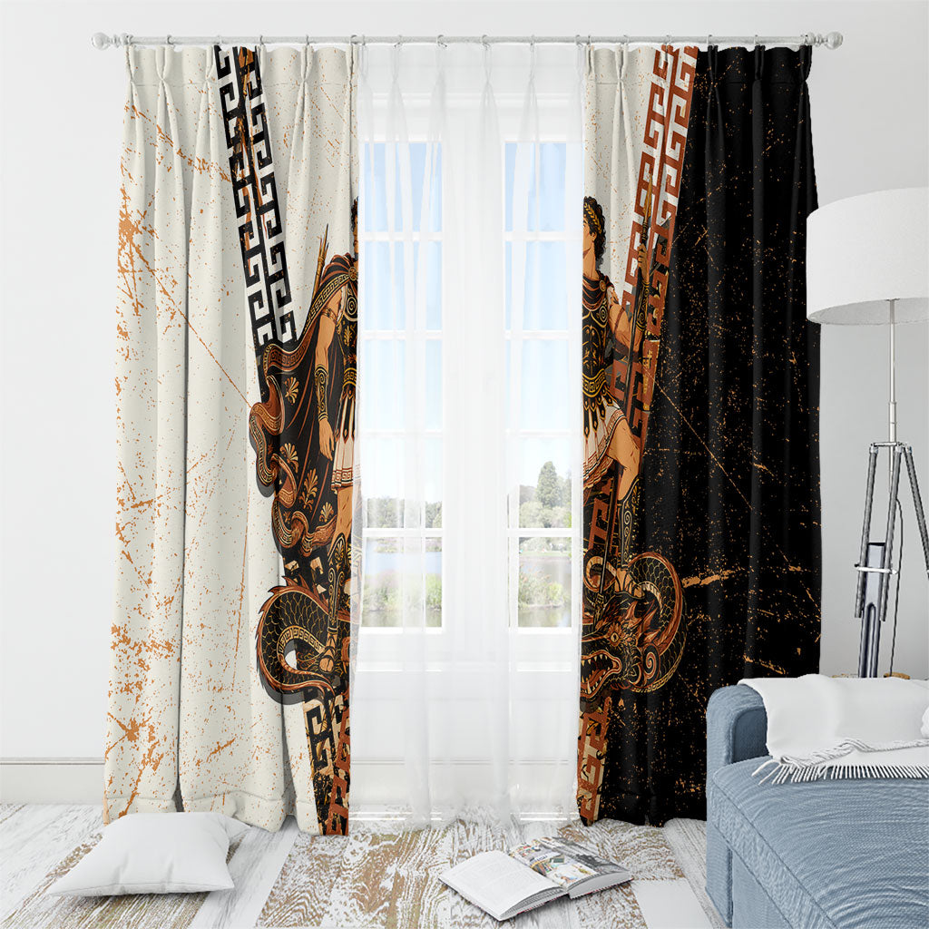 Cadmus Greek Mythology Dragon Slayer Window Curtain Spartan Warrior Epic Battle Vintage Grunge