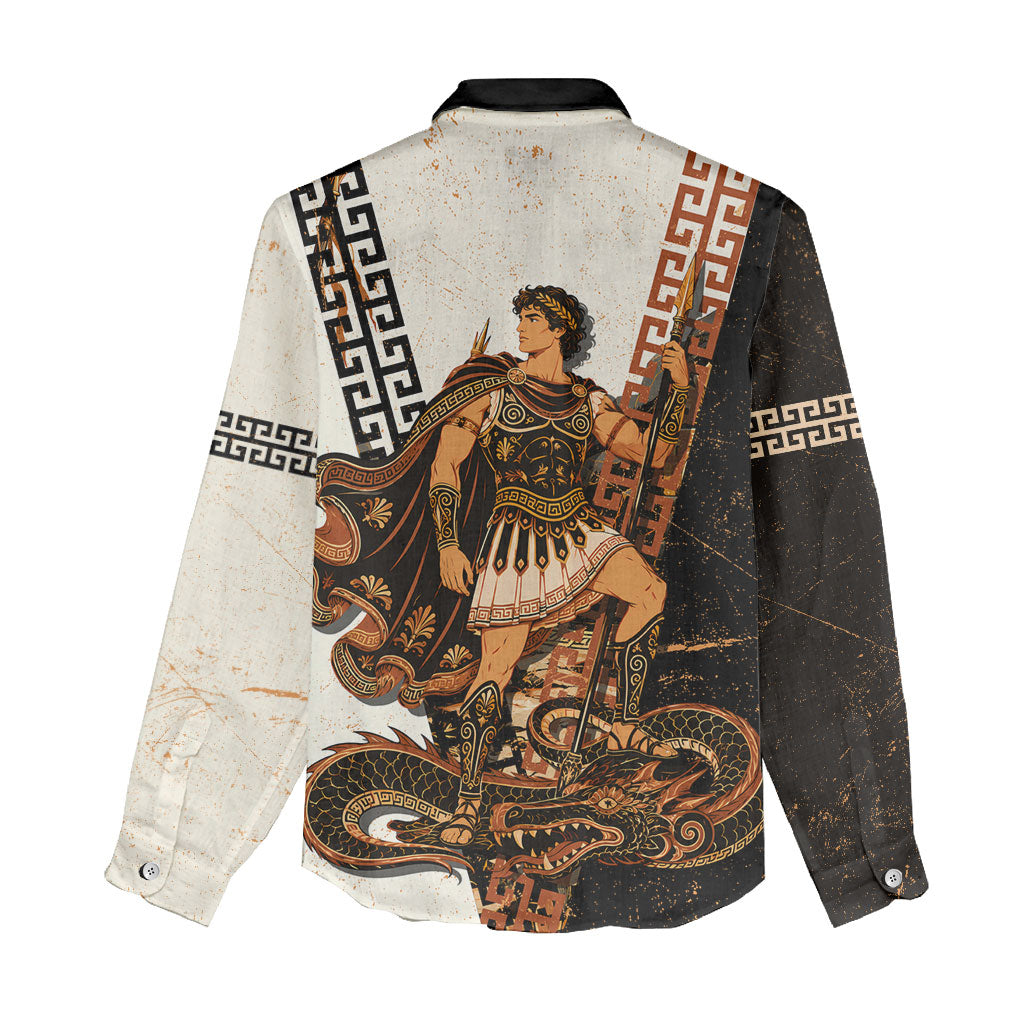 Cadmus Greek Mythology Dragon Slayer Women Casual Shirt Spartan Warrior Epic Battle Vintage Grunge