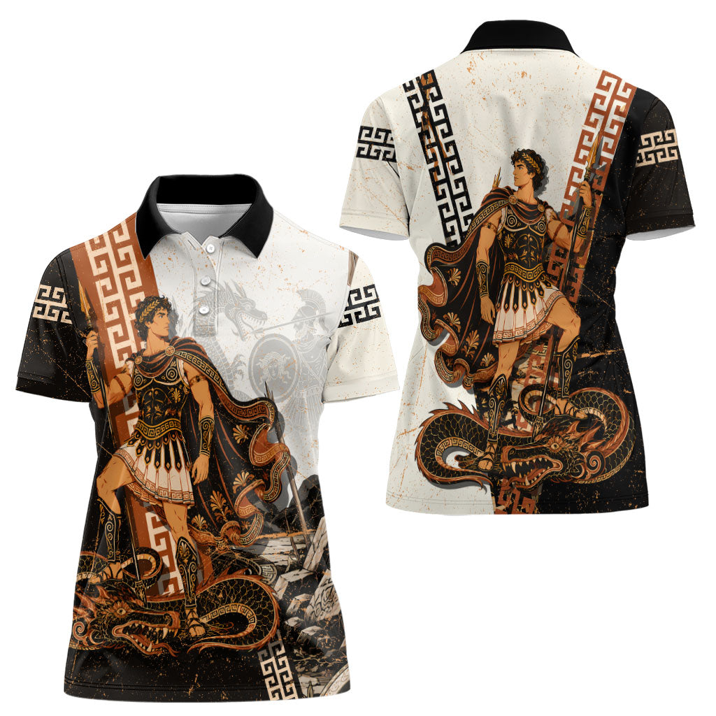 Cadmus Greek Mythology Dragon Slayer Women Polo Shirt Spartan Warrior Epic Battle Vintage Grunge
