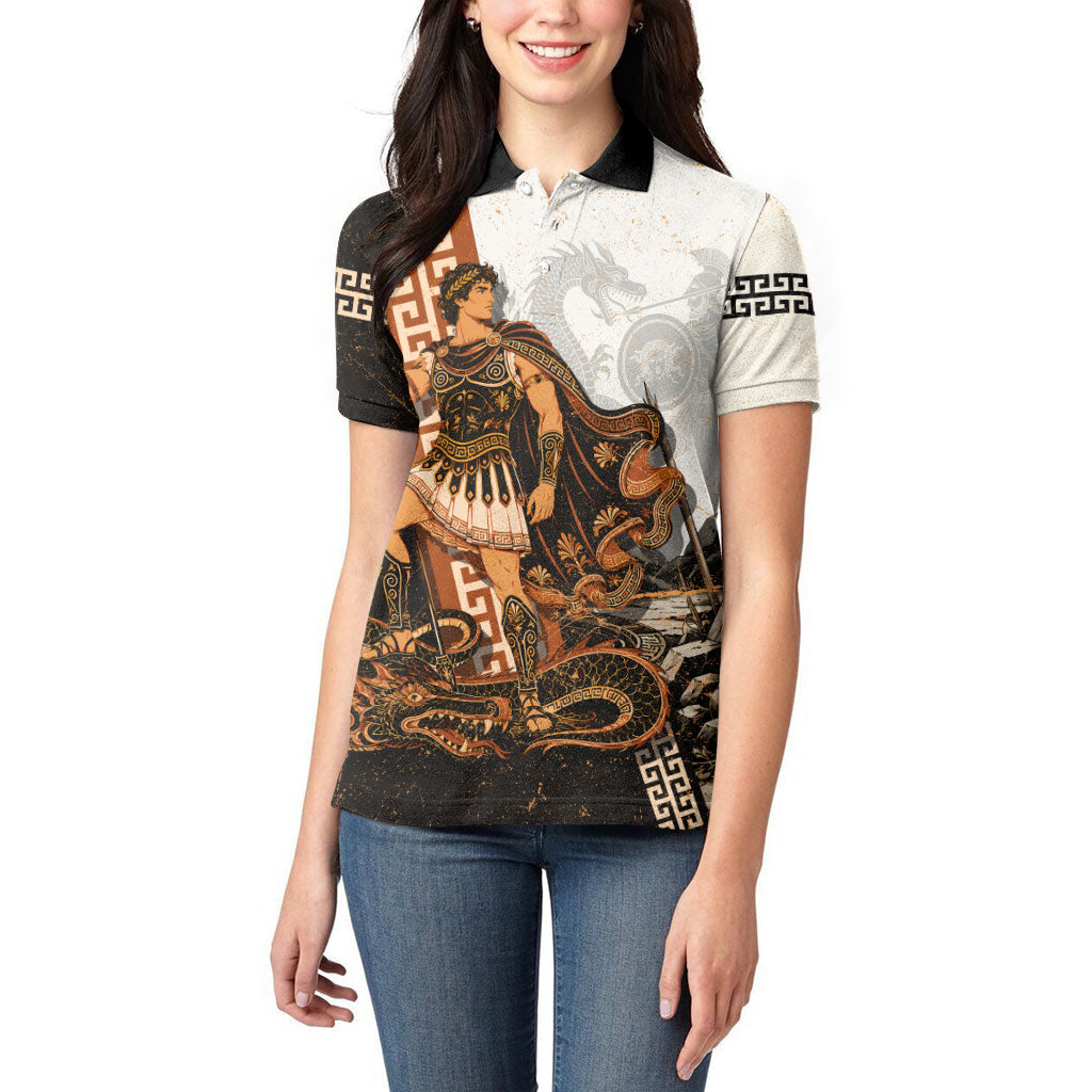 Cadmus Greek Mythology Dragon Slayer Women Polo Shirt Spartan Warrior Epic Battle Vintage Grunge