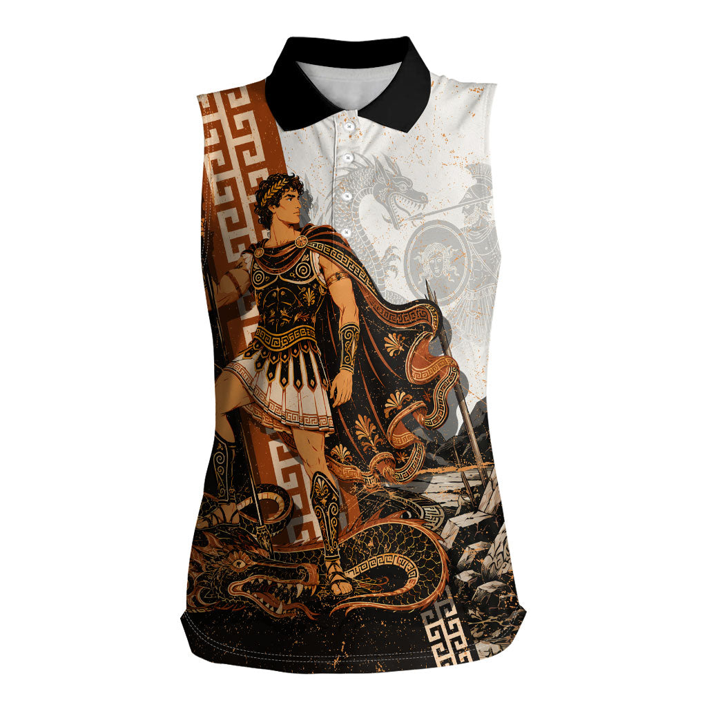 Cadmus Greek Mythology Dragon Slayer Women Sleeveless Polo Shirt Spartan Warrior Epic Battle Vintage Grunge