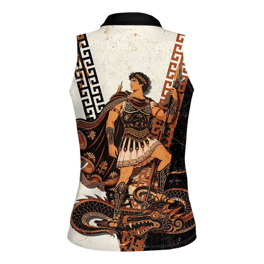 Cadmus Greek Mythology Dragon Slayer Women Sleeveless Polo Shirt Spartan Warrior Epic Battle Vintage Grunge