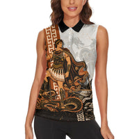 Cadmus Greek Mythology Dragon Slayer Women Sleeveless Polo Shirt Spartan Warrior Epic Battle Vintage Grunge