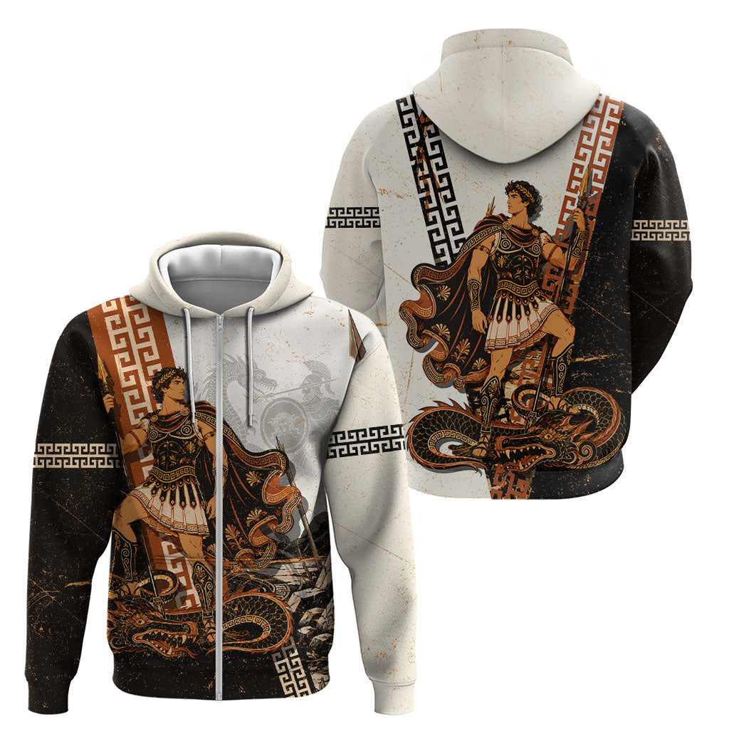 Cadmus Greek Mythology Dragon Slayer Zip Hoodie Spartan Warrior Epic Battle Vintage Grunge