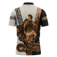 Cadmus Greek Mythology Dragon Slayer Zipper Polo Shirt Spartan Warrior Epic Battle Vintage Grunge