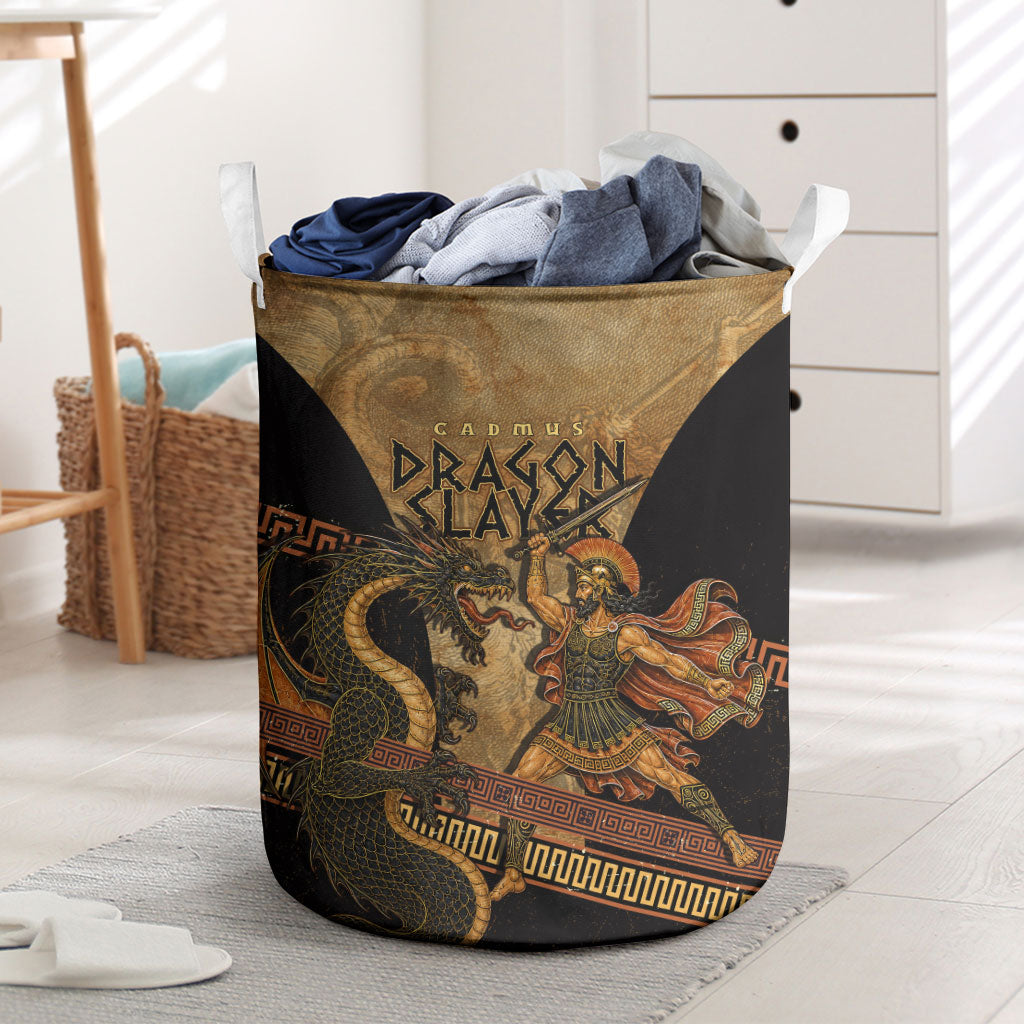 Cadmus Dragon Slayer Laundry Basket Mythological Beast Battle Vintage Greek
