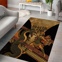 Cadmus Dragon Slayer Area Rug Mythological Beast Battle Vintage Greek