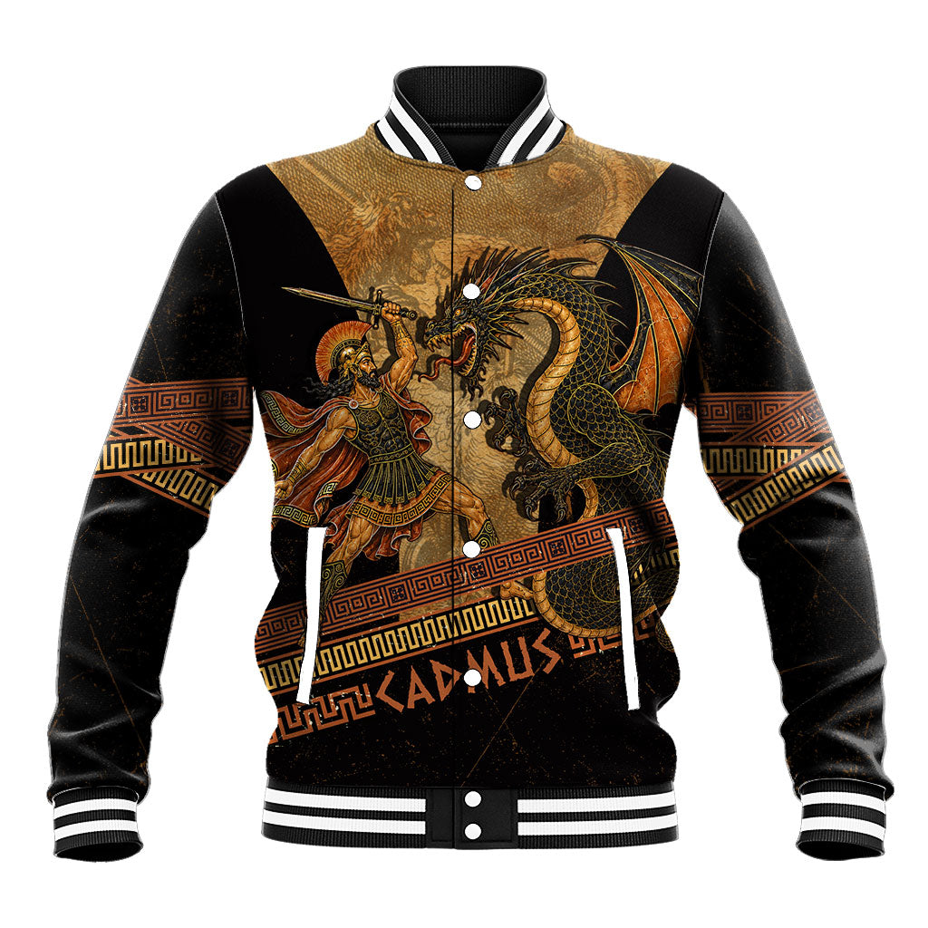 Cadmus Dragon Slayer Baseball Jacket Mythological Beast Battle Vintage Greek