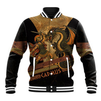 Cadmus Dragon Slayer Baseball Jacket Mythological Beast Battle Vintage Greek