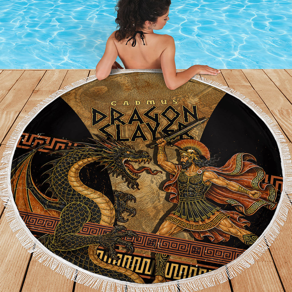 Cadmus Dragon Slayer Beach Blanket Mythological Beast Battle Vintage Greek