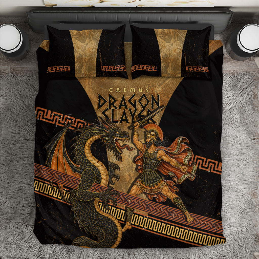 Cadmus Dragon Slayer Bedding Set Mythological Beast Battle Vintage Greek