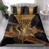 Cadmus Dragon Slayer Bedding Set Mythological Beast Battle Vintage Greek