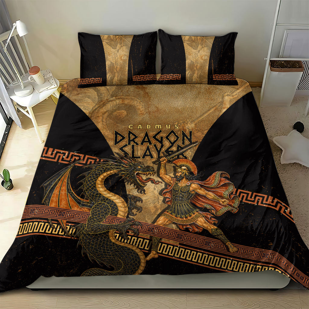 Cadmus Dragon Slayer Bedding Set Mythological Beast Battle Vintage Greek