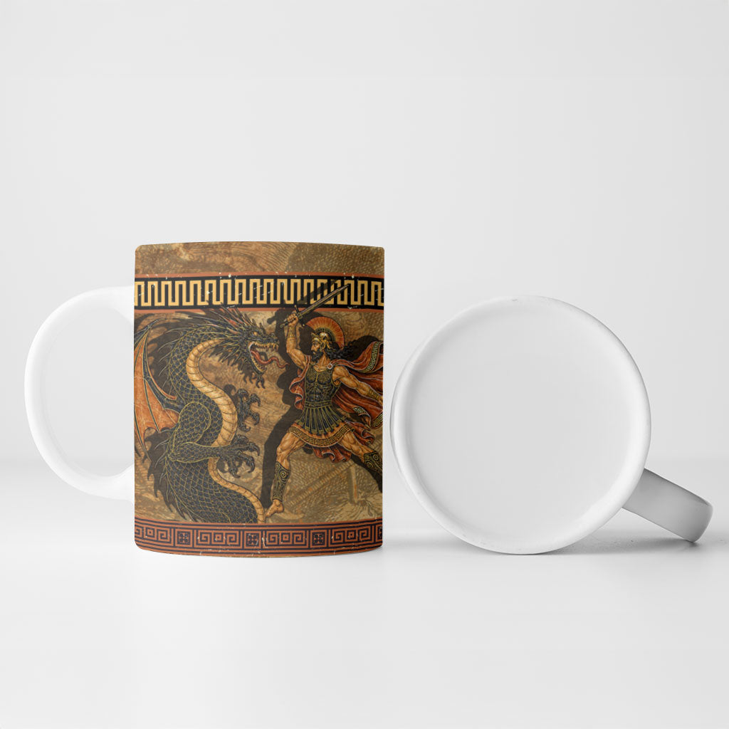 Cadmus Dragon Slayer Ceramic Mug Mythological Beast Battle Vintage Greek