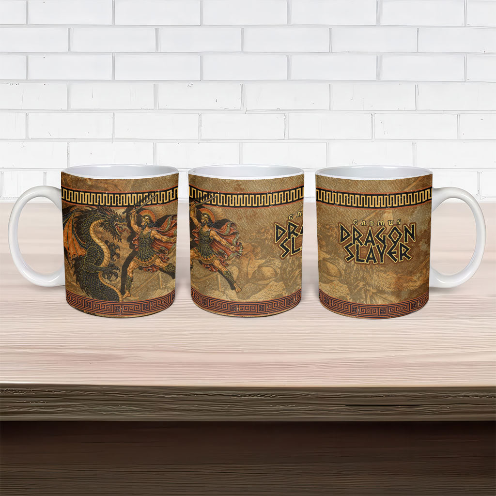 Cadmus Dragon Slayer Ceramic Mug Mythological Beast Battle Vintage Greek