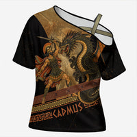 Cadmus Dragon Slayer Cross Shoulder Shirt Mythological Beast Battle Vintage Greek