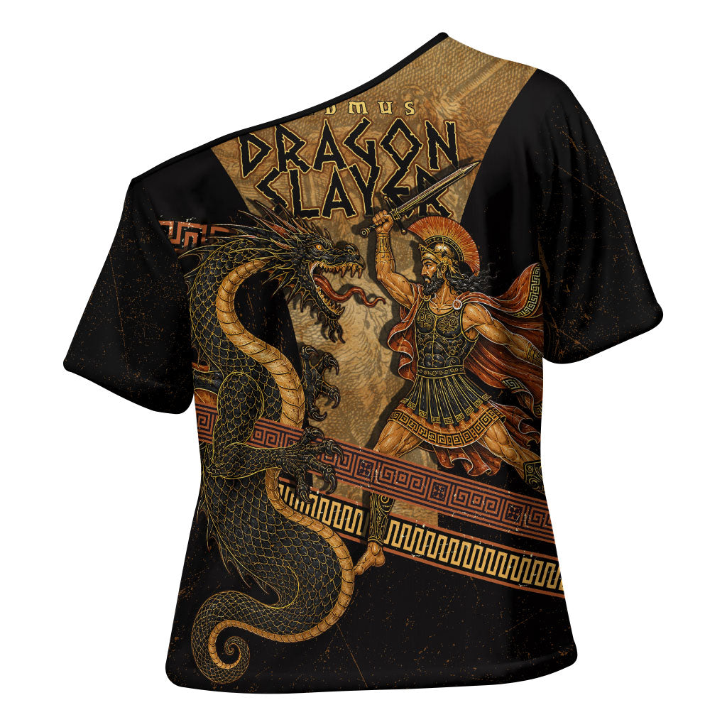 Cadmus Dragon Slayer Cross Shoulder Shirt Mythological Beast Battle Vintage Greek