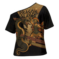 Cadmus Dragon Slayer Cross Shoulder Shirt Mythological Beast Battle Vintage Greek