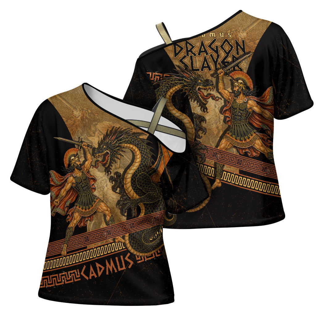 Cadmus Dragon Slayer Cross Shoulder Shirt Mythological Beast Battle Vintage Greek