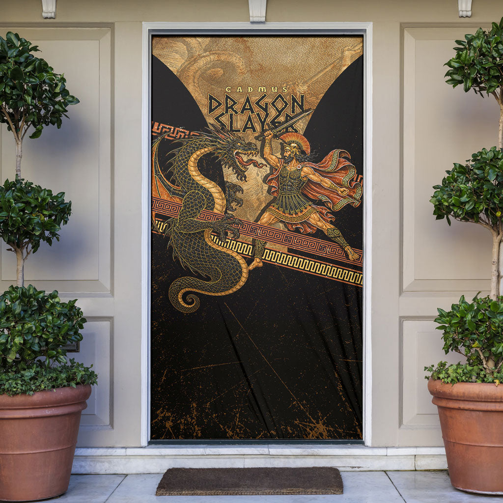 Cadmus Dragon Slayer Door Cover Mythological Beast Battle Vintage Greek