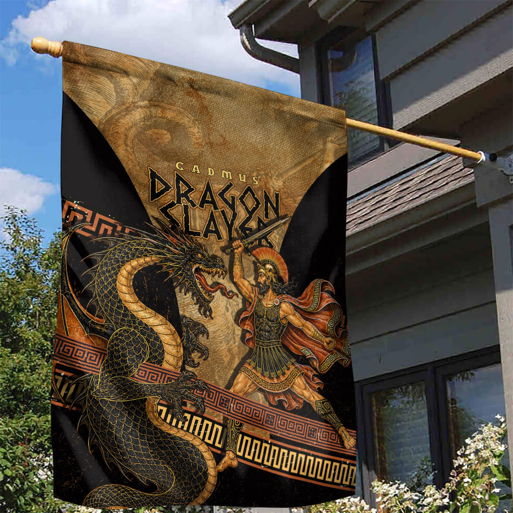 Cadmus Dragon Slayer Garden Flag Mythological Beast Battle Vintage Greek