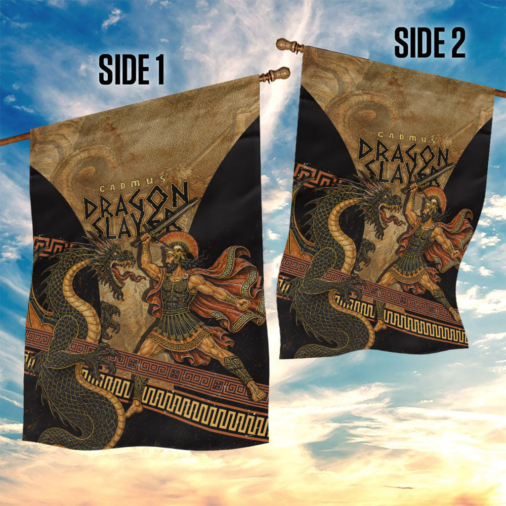 Cadmus Dragon Slayer Garden Flag Mythological Beast Battle Vintage Greek