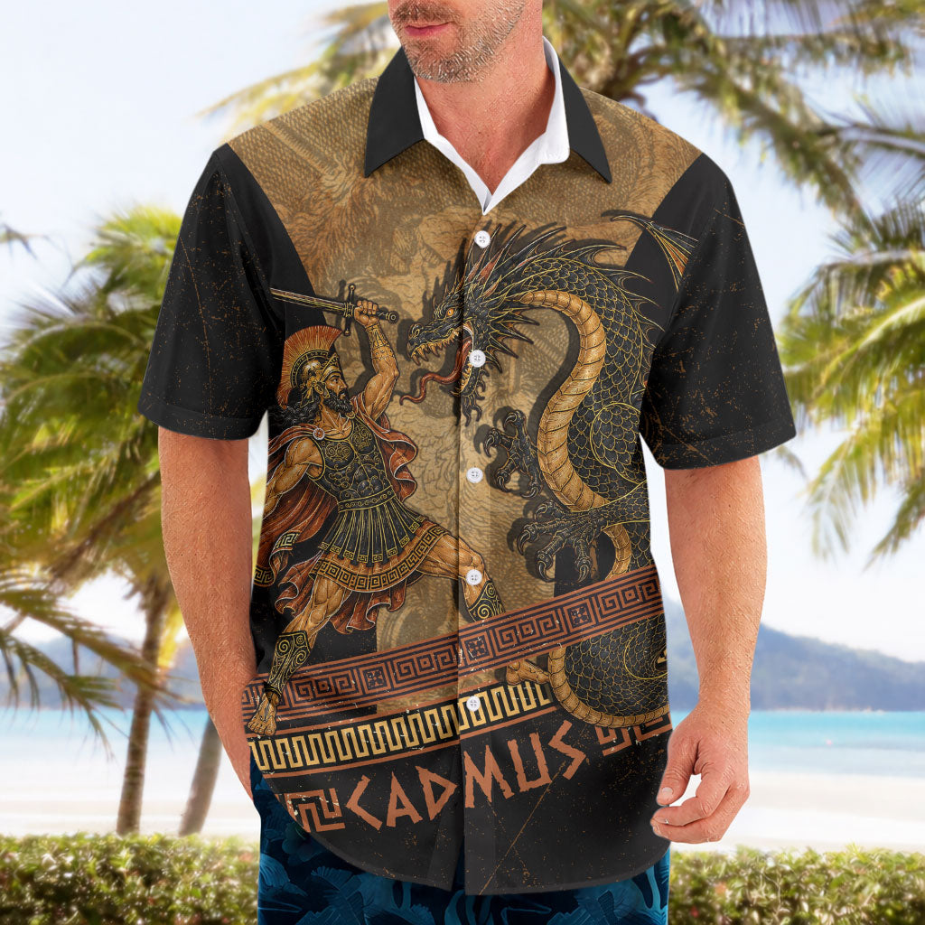 Cadmus Dragon Slayer Hawaiian Shirt Mythological Beast Battle Vintage Greek