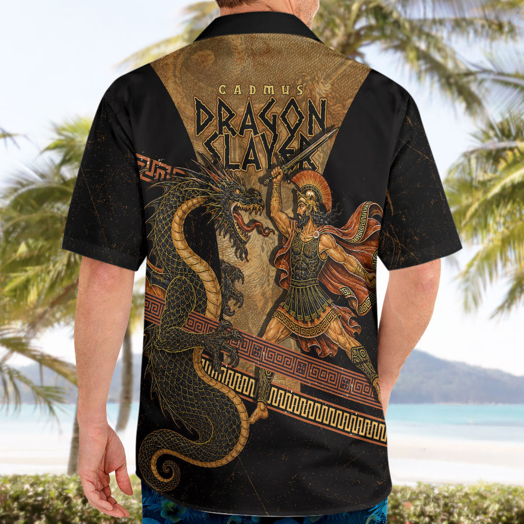 Cadmus Dragon Slayer Hawaiian Shirt Mythological Beast Battle Vintage Greek