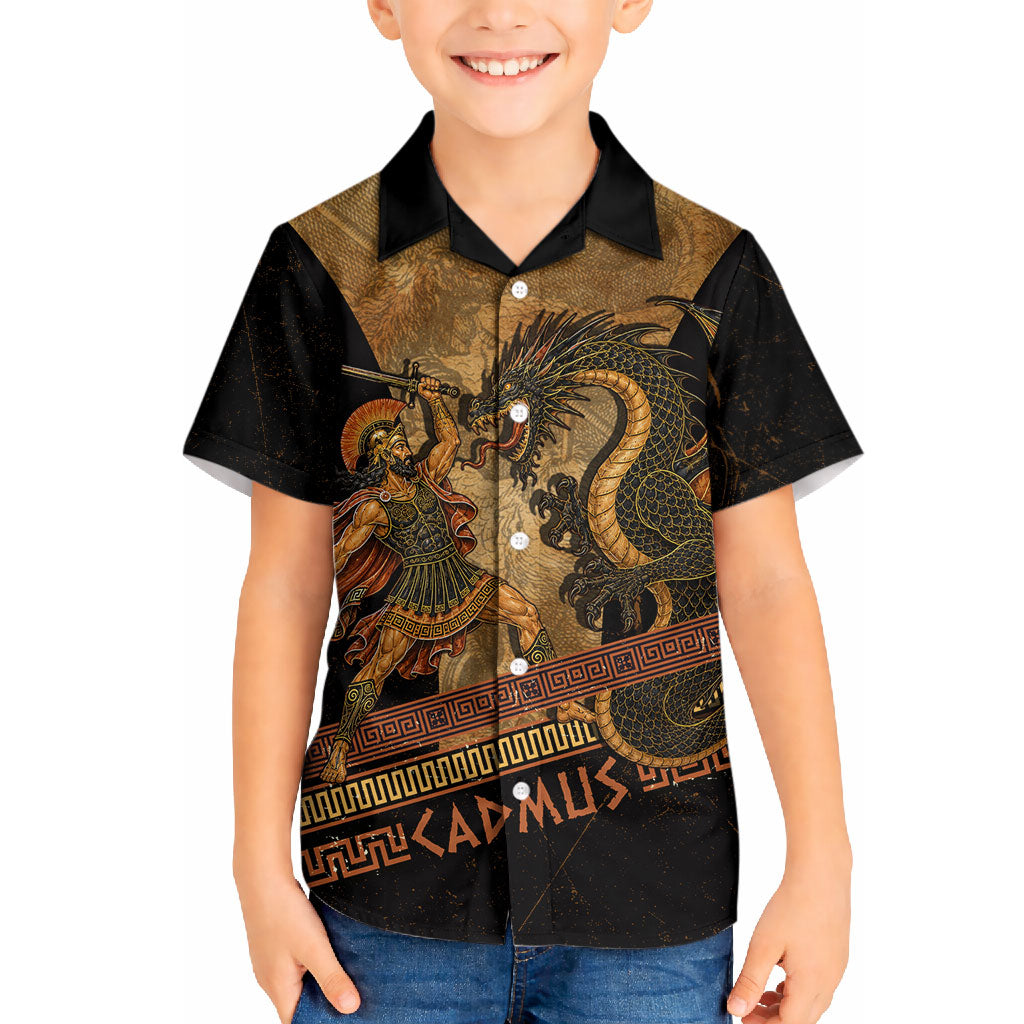 Cadmus Dragon Slayer Hawaiian Shirt Mythological Beast Battle Vintage Greek