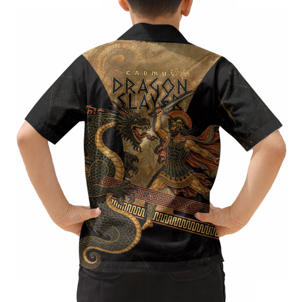 Cadmus Dragon Slayer Hawaiian Shirt Mythological Beast Battle Vintage Greek