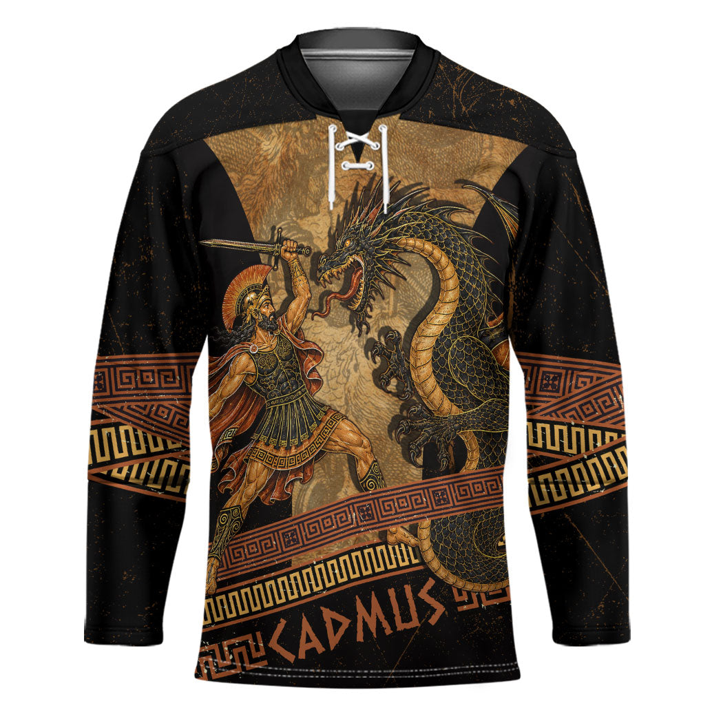 Cadmus Dragon Slayer Hockey Jersey Mythological Beast Battle Vintage Greek