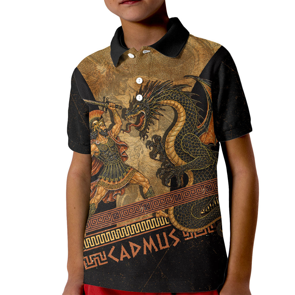 Cadmus Dragon Slayer Kid Polo Shirt Mythological Beast Battle Vintage Greek