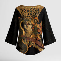 Cadmus Dragon Slayer Kimono Sleeve Blouse Mythological Beast Battle Vintage Greek