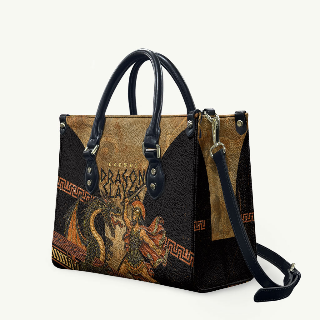Cadmus Dragon Slayer Leather Bag Mythological Beast Battle Vintage Greek