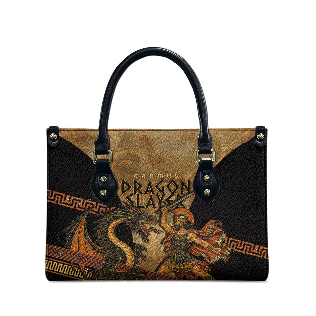 Cadmus Dragon Slayer Leather Bag Mythological Beast Battle Vintage Greek