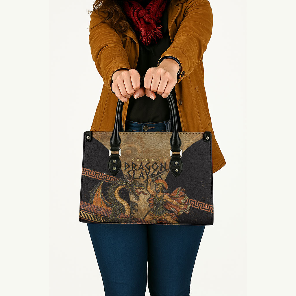 Cadmus Dragon Slayer Leather Bag Mythological Beast Battle Vintage Greek