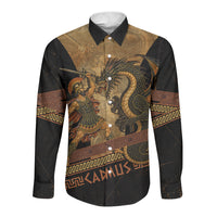 Cadmus Dragon Slayer Long Sleeve Button Shirt Mythological Beast Battle Vintage Greek