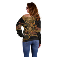 Cadmus Dragon Slayer Off Shoulder Sweater Mythological Beast Battle Vintage Greek