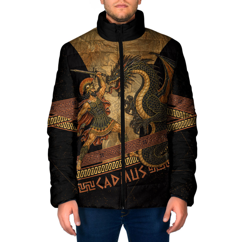 Cadmus Dragon Slayer Padded Jacket Mythological Beast Battle Vintage Greek