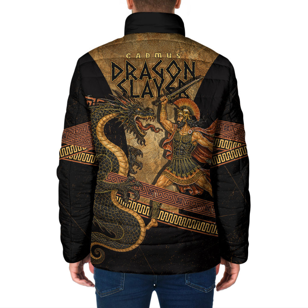 Cadmus Dragon Slayer Padded Jacket Mythological Beast Battle Vintage Greek