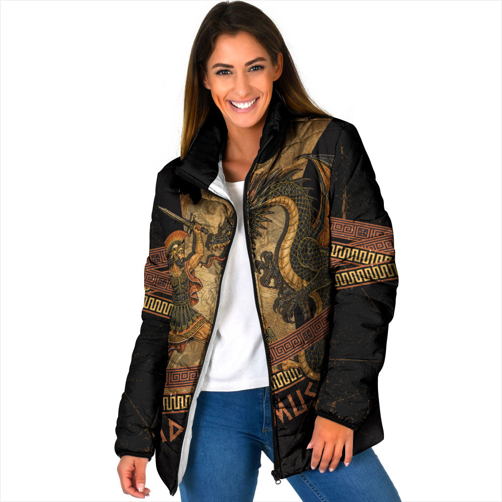 Cadmus Dragon Slayer Padded Jacket Mythological Beast Battle Vintage Greek