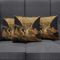 Cadmus Dragon Slayer Pillow Cover Mythological Beast Battle Vintage Greek