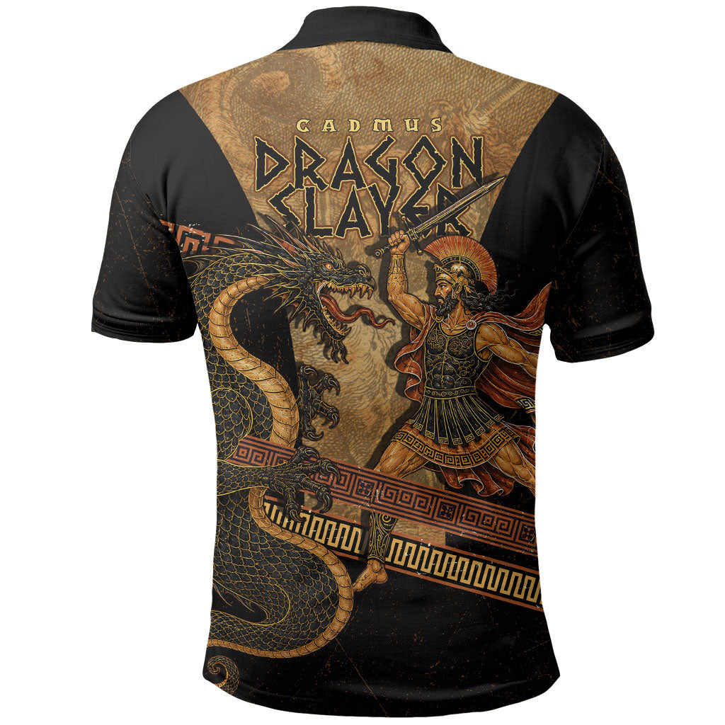 Cadmus Dragon Slayer Polo Shirt Mythological Beast Battle Vintage Greek