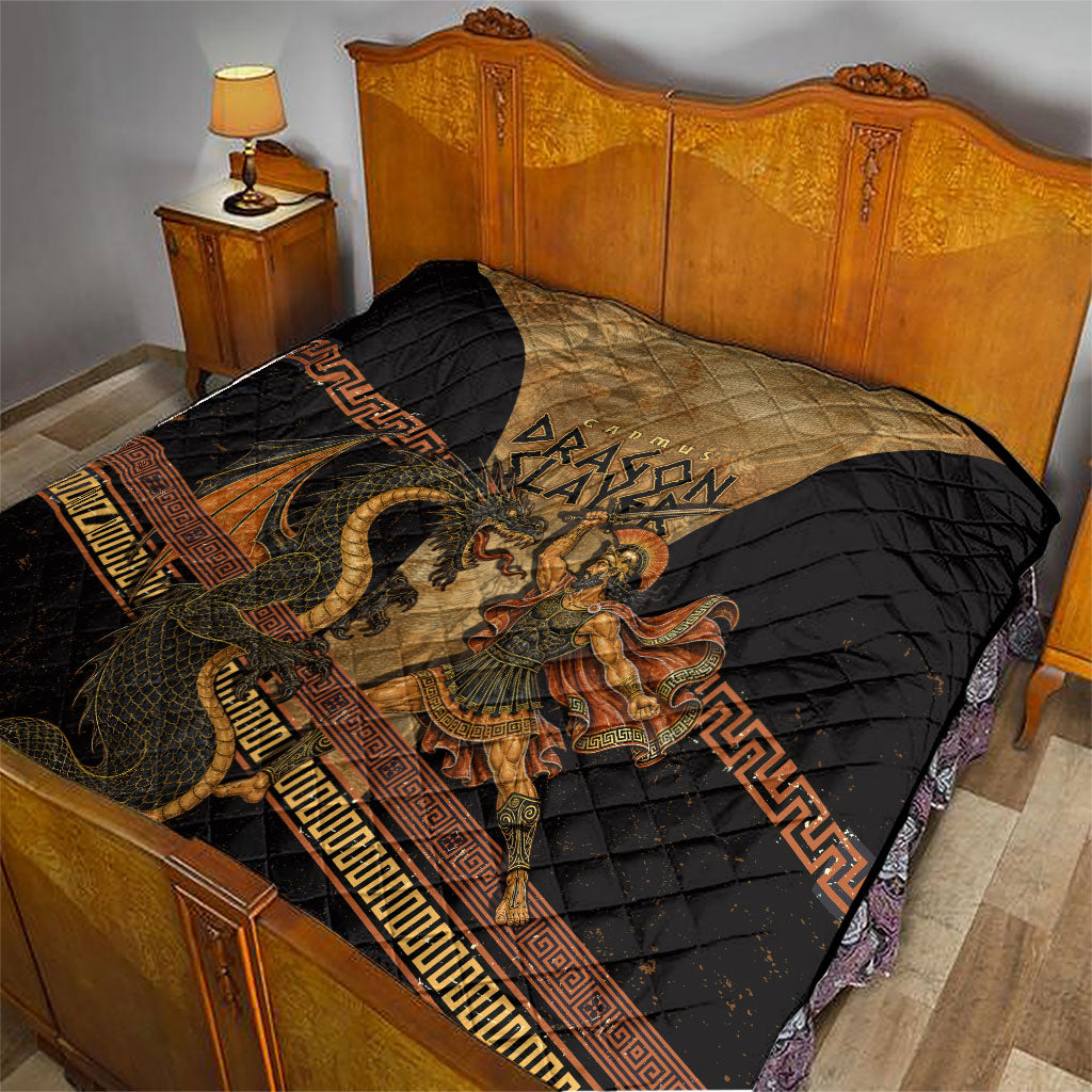 Cadmus Dragon Slayer Quilt Mythological Beast Battle Vintage Greek