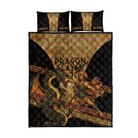 Cadmus Dragon Slayer Quilt Bed Set Mythological Beast Battle Vintage Greek