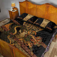 Cadmus Dragon Slayer Quilt Bed Set Mythological Beast Battle Vintage Greek